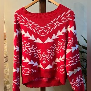 Express red and white sweater